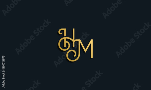 Luxury fashion initial letter HM logo.