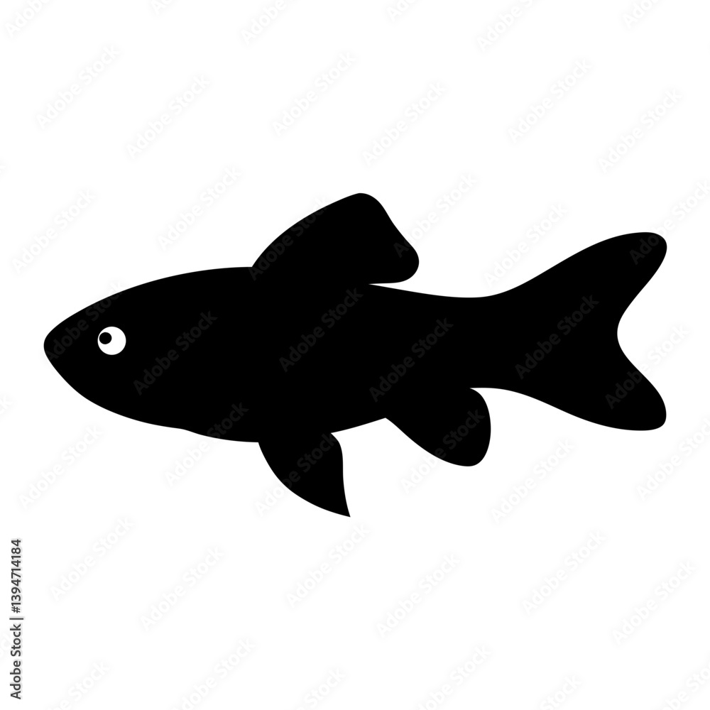 Obraz premium Simple Black Silhouetted Fish Illustration Aquatic Animal Icon Graphic