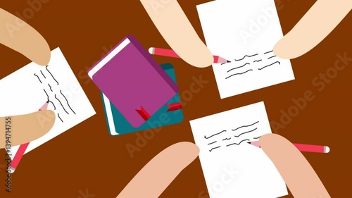 Vector Illustration of Hand Writing on Paper
