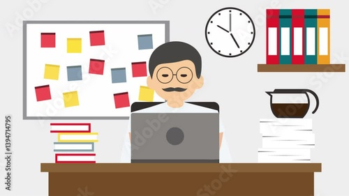Business Man Working on Computer