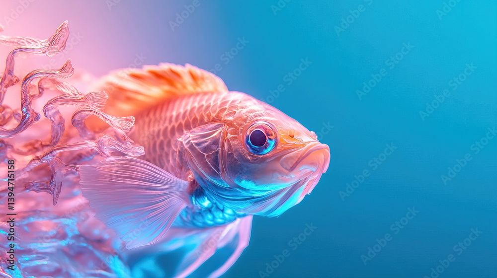 Naklejka premium Colorful fish swimming among coral in vibrant water