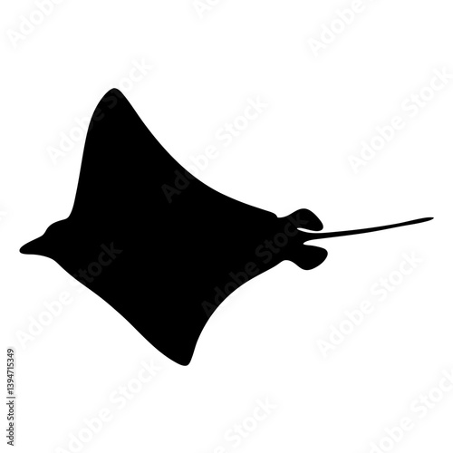 Silhouette of a graceful stingray gliding underwater