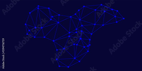 Digital technology speed connect blue green background, cyber nano information, abstract communication, innovation future tech data, internet network connection, Ai big data, line dot illustration