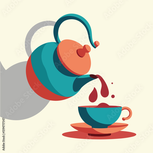 International Tea Day vector illustration collection, tea cup, tea leaves, teapot, tea bag, tea party, tea time, world tea day, herbal tea, solid color minimal flat design
