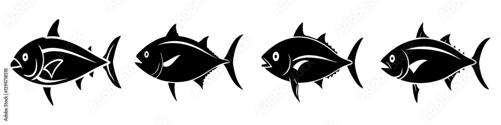 Obraz premium bluefin tuna icon, bluefin tuna silhouette vector illustration-simple silhouette illustration of bluefin tuna, perfect for bluefin tuna logos and icons