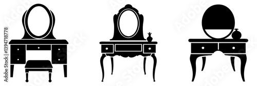 vanity table icon, vanity table silhouette vector illustration-simple silhouette illustration of vanity table, perfect for vanity table logos and icons