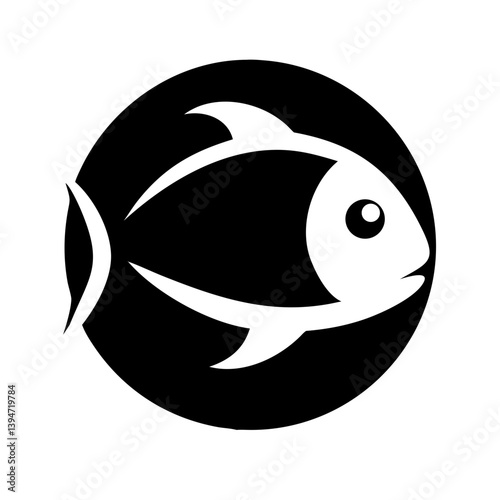 Bold flat fish vector illustration for seafood branding or app icons.