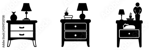 bedside table icon, bedside table silhouette vector illustration-simple silhouette illustration of bedside table, perfect for bedside table logos and icons