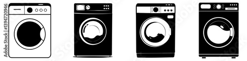 washing machine icon, washing machine silhouette vector illustration-simple silhouette illustration of washing machine, perfect for washing machine logos and icons