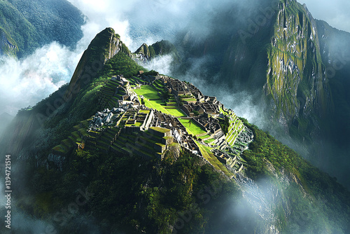 A panoramic view of the ancient Inca city ai generated