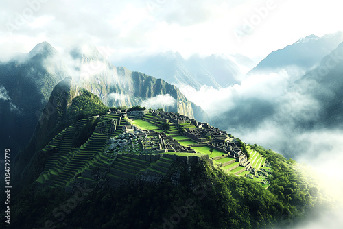 A panoramic view of the ancient Inca city ai generated