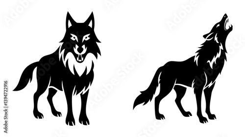 wolf icon, wolf silhouette vector illustration-simple silhouette illustration of wolf, perfect for wolf logos and icons
