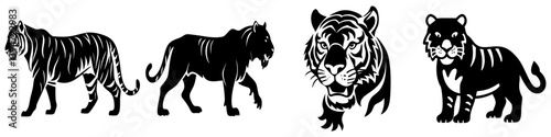 tiger icon, tiger silhouette vector illustration-simple silhouette illustration of tiger, perfect for tiger logos and icons