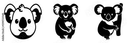 koala icon, koala silhouette vector illustration-simple silhouette illustration of koala, perfect for koala logos and icons