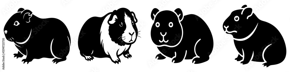 Obraz premium guinea pig icon, guinea pig silhouette vector illustration-simple silhouette illustration of guinea pig, perfect for guinea pig logos and icons