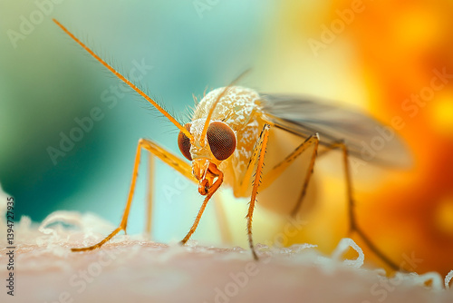 Close up of a mosquito on skin macro photography ai generated