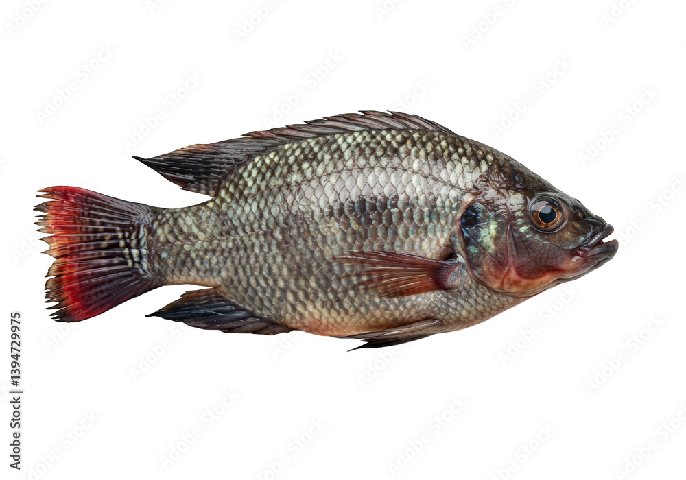 Fototapeta premium Tilapia fish on white background