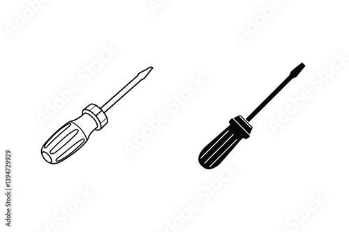 Minimalist Screwdriver Illustrations In Black And White For Diy Projects