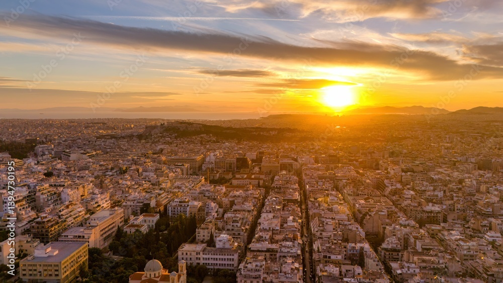 Fototapeta premium Athens cityscape at sunset