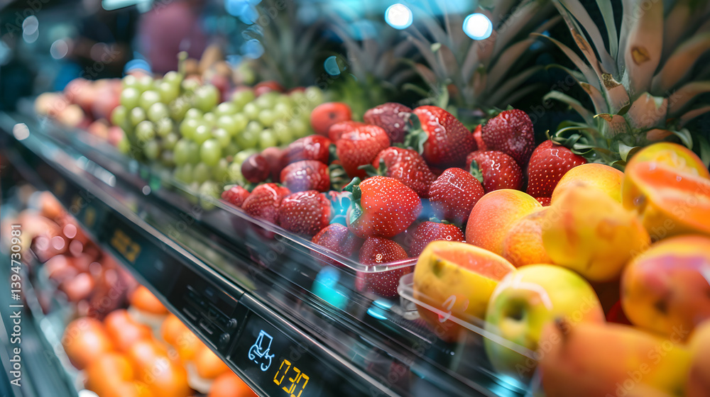 Food technology, Close-up of a sensor checking the freshness of package Food technology, Close-up of a sensor checking the freshness of package
