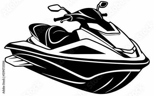 Jet Ski Illustration in Black and White for Water Sports  