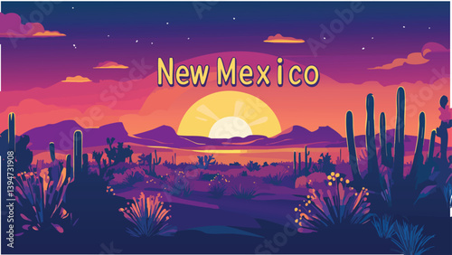 New Mexico sunset as a vector style illustration.eps