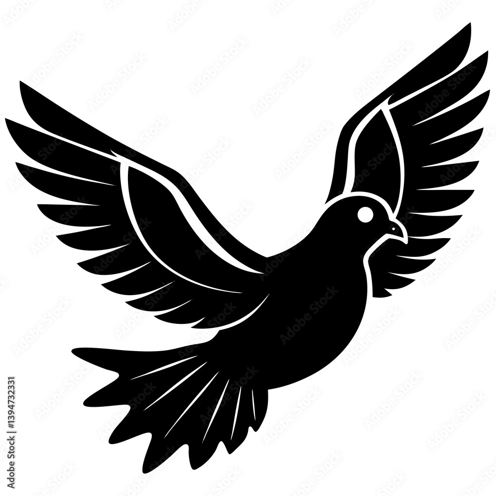 Obraz premium vector silhouette of a flying pigeon,