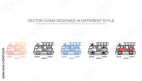 Firetruck icon design with white background stock illustration