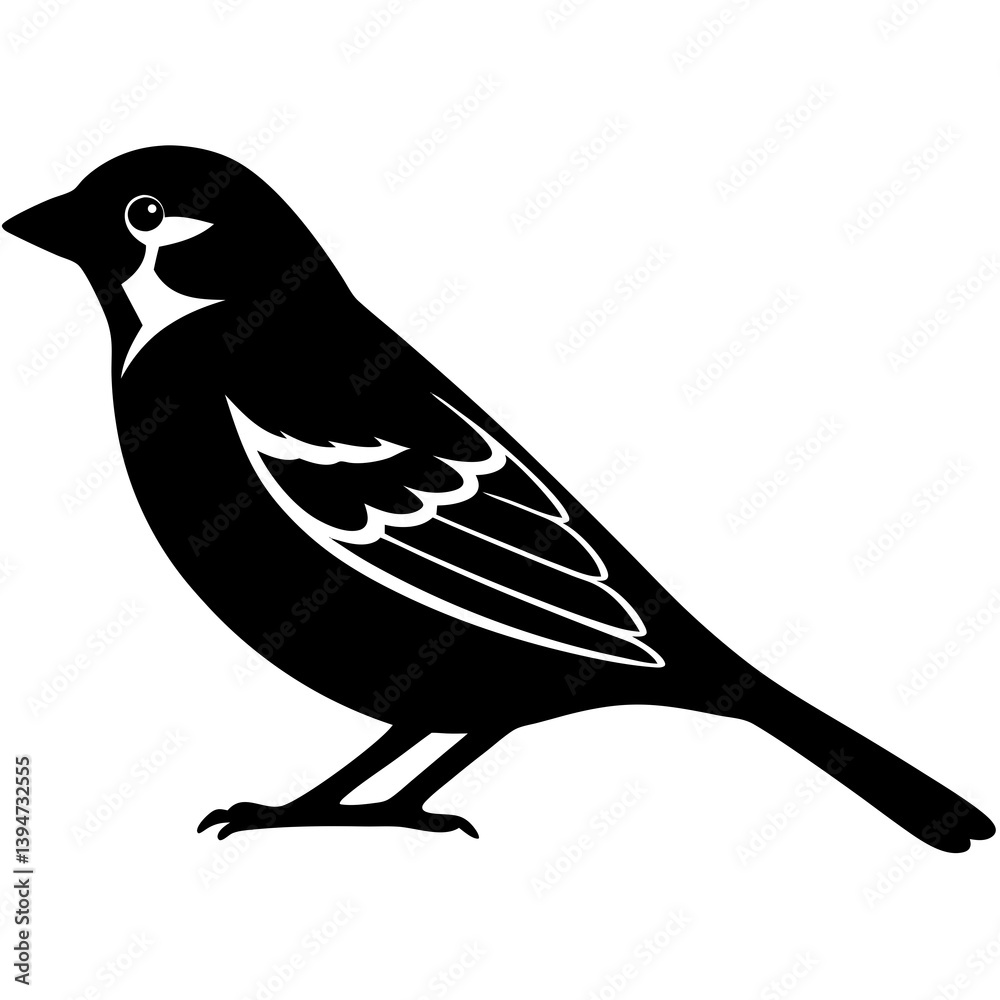 Fototapeta premium vector silhouette of a sparrow, minimal design, clean lines, 