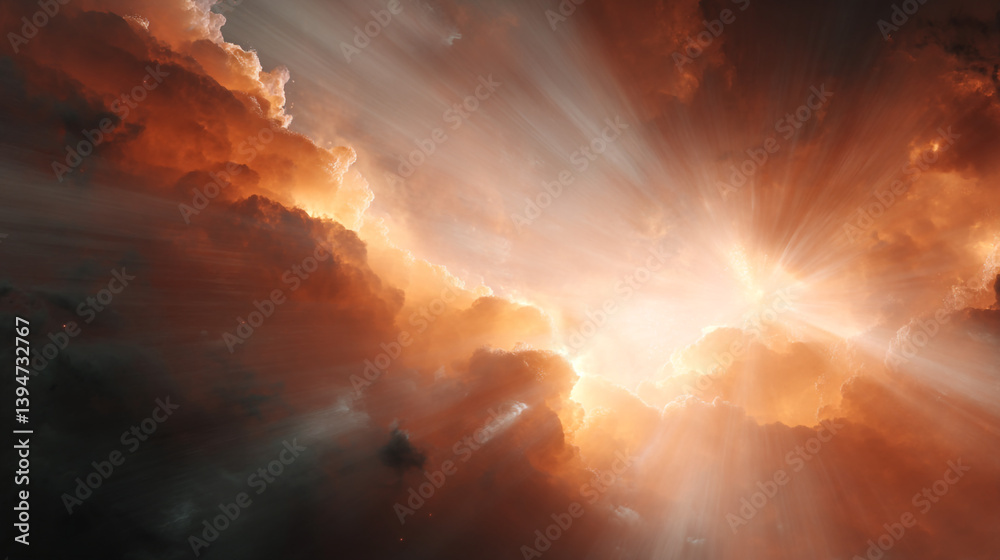 Obraz premium Dramatic sky clouds sun rays god light heaven spiritual nature background wallpaper desktop background