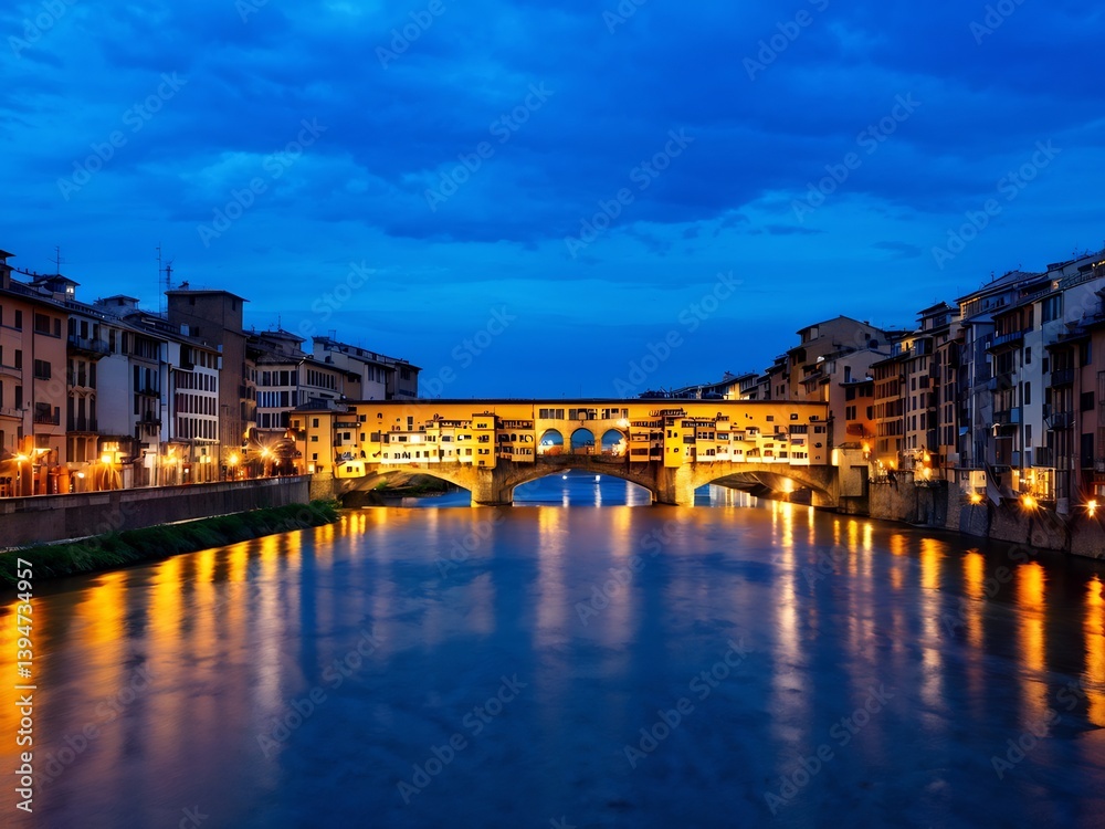 Obraz premium Ponte Vecchio Bridge in Florence at Dusk
