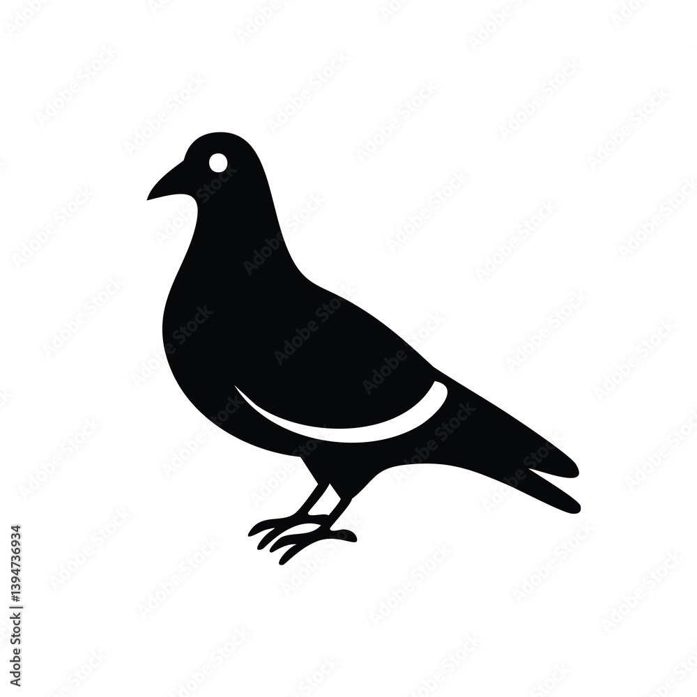 Obraz premium Animal and Bird Silhouette Icons Set – Vector Collection of Farm Animals, Birds, and Pets in Black Silhouette Style