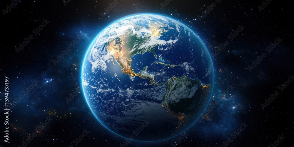 Hyper-realistic Earth from Space with Detailed Textures and Vibrant Colors Day and Night North Atlantic Ocean 3D Rendering Hyper-realistic Earth from Space with Detailed Textures and Vibrant Colors Day and Night North Atlantic Ocean 3D Rendering