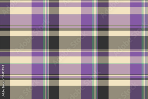 Buffalo seamless fabric texture, colorful plaid vector check. Minimalist textile background pattern tartan in pastel and violet colors.