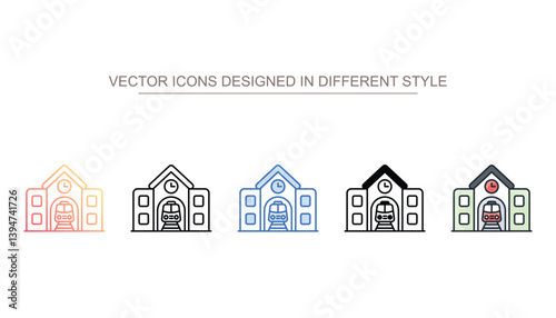 Railway Station icon design with white background stock illustration