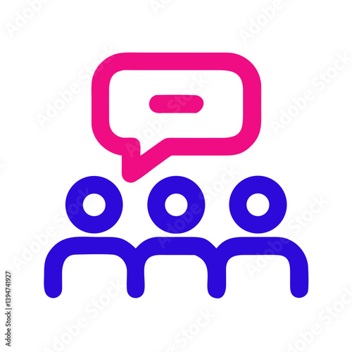 Icon representing group chat communication with dialogue bubble  