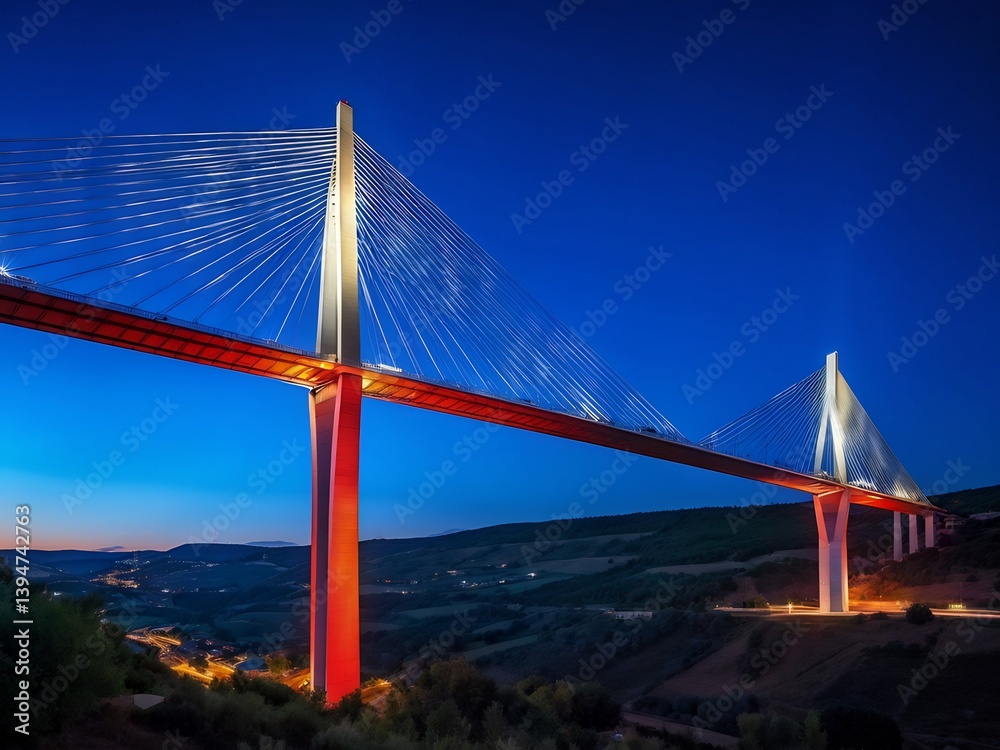 Fototapeta premium Illuminated Bridge at Twilight