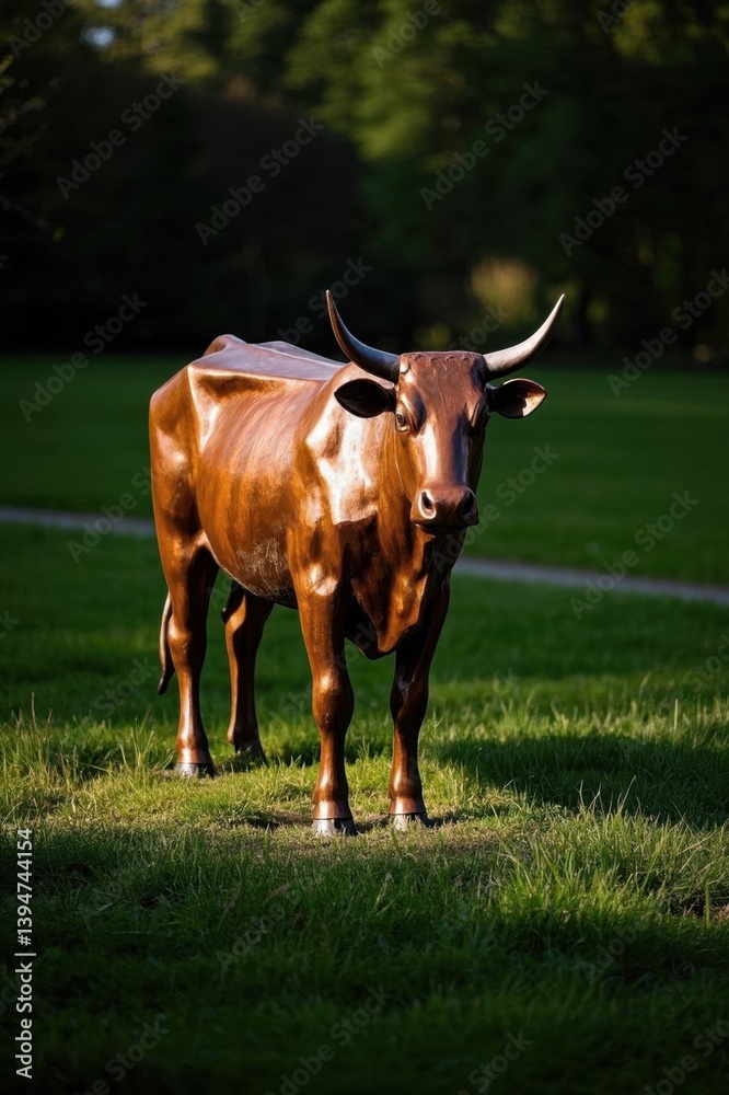 there is a brown cow standing in a field of grass there is a brown cow standing in a field of grass