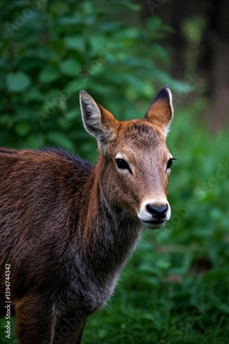 there is a deer that is standing in the grass