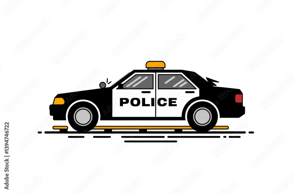Fototapeta premium Police car vector illustration with white background