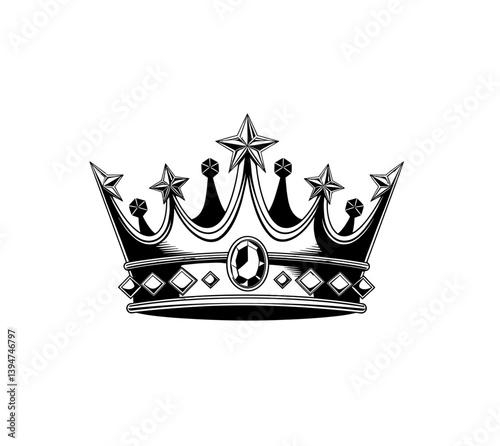 Crown icon vector in black color with white background. Crown logo.  Crown sign.