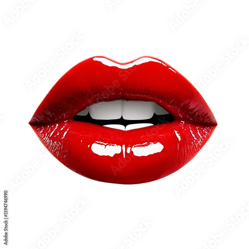 A red lips shape on transparent background