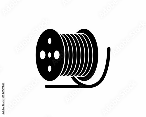 creative details cable spool icon vector illustration