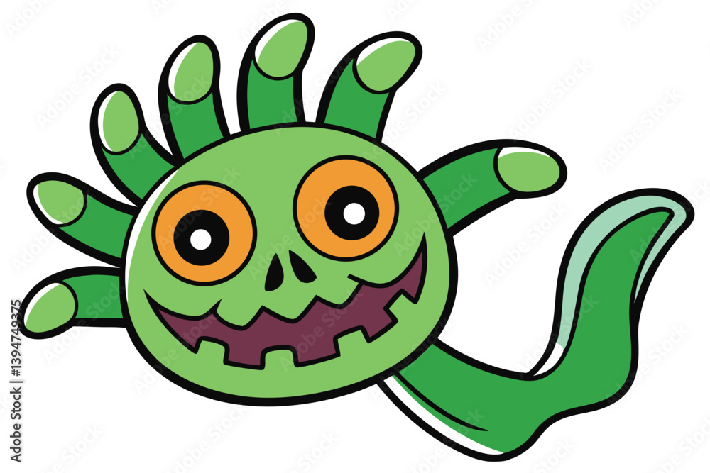 Fototapeta premium Halloween zombie hand doodle on white background