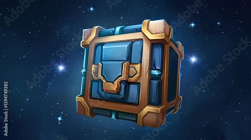 Obraz na płótnie A square space badge loot crate with enlisted rank Mobile Game, Generative AI illustrations. w salonie