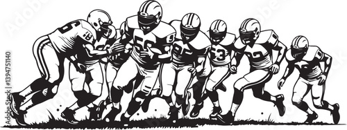 American Gridiron Shadows: Dynamic Silhouettes of Football Athletes in Action"