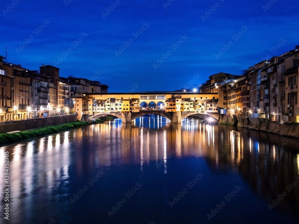 Nighttime View of Ponte Vecchio in Florence Nighttime View of Ponte Vecchio in Florence