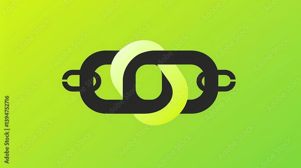A simple vector logo, lettermark of the letters J and B with thick black outline on lime transparent background, chain link in between two capital, Generative AI illustrations.