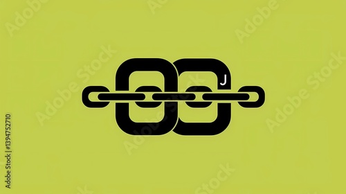 Obraz na płótnie A simple vector logo, lettermark of the letters J and B with thick black outline on lime transparent background, chain link in between two capital, Generative AI illustrations. w salonie