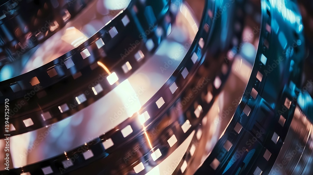 Abstract of a rotating film, Generative AI illustrations.